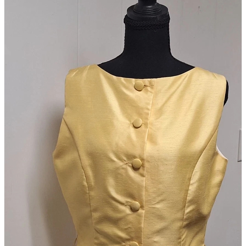 VTG Cache Womens Yellow Covered Buttons Vest Size 12 No Belt 310